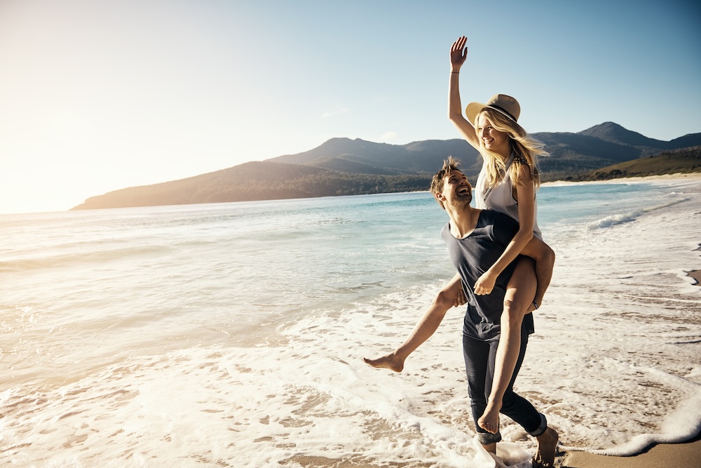 couple on the beach in hawaii 