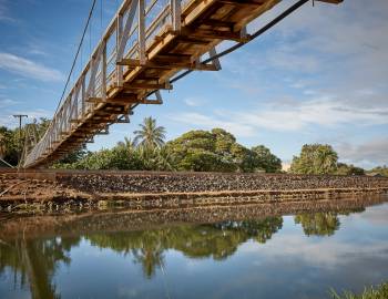 view from beneah the hanapepe swinging bridge near poipu, kauai
