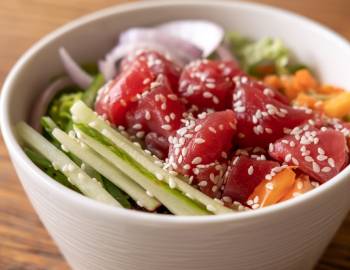 a poke bowl at a poipu restaurant