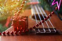 ukulele under a christmas tree