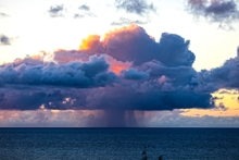 rain over the ocean off coast of Kauai