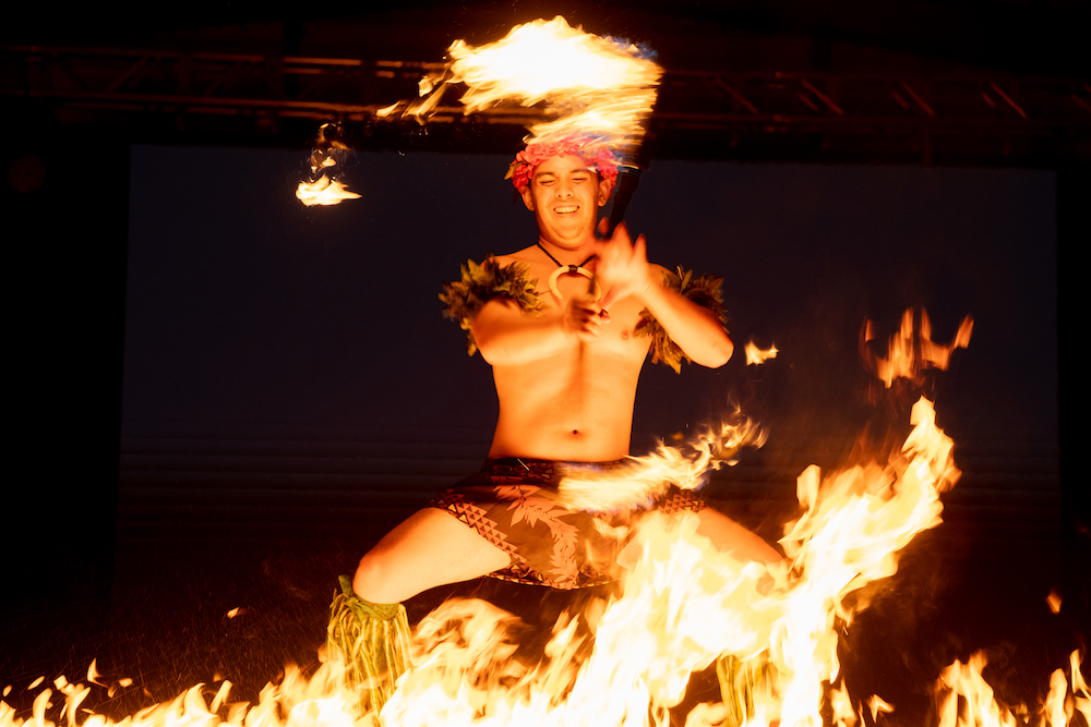 fire dancer at a luau