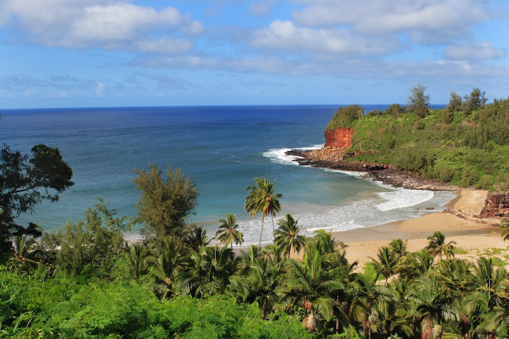private beach extending from allerton garden in kauai