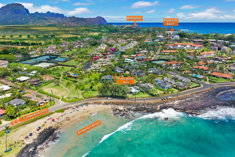 Poipu Beach Hale Kauai Shipwrecks Brenneckes Mahaulepu Beach Aerial