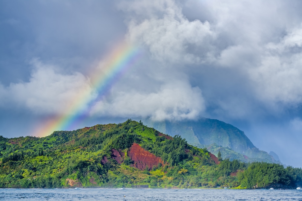 rainbow across the mountains of Kauai