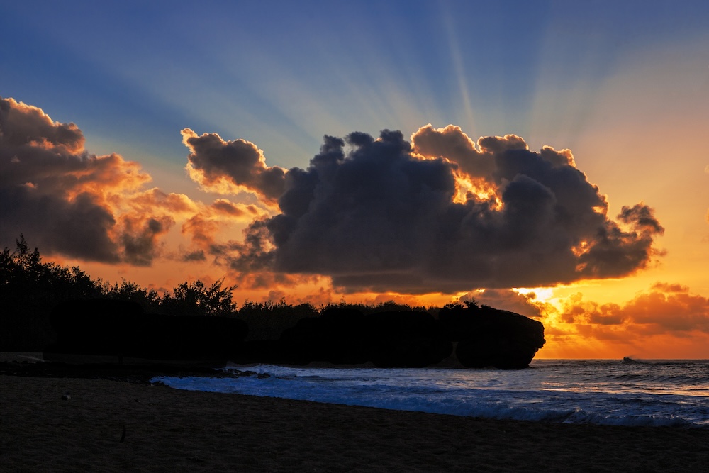 Shipwreck Beach at sunset.